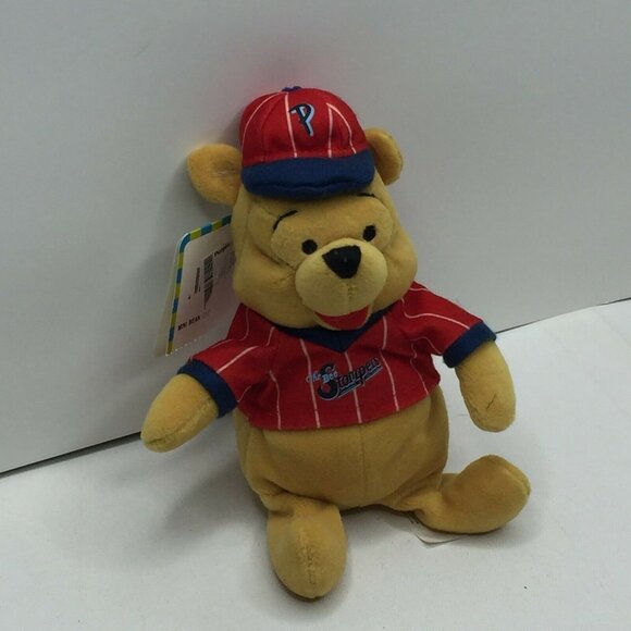 Disney Baseball Winnie Pooh 9" Bean Bag Plush Toy Jersey Hat - Picture 1 of 9